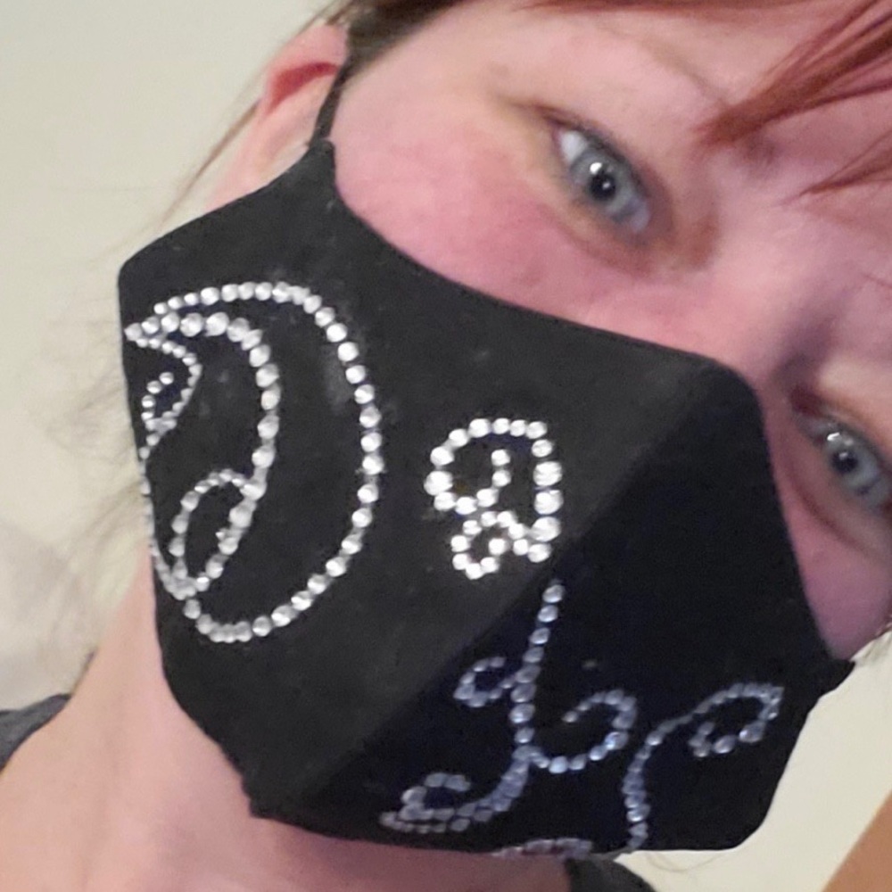 NWT Bling hand decorated black mask